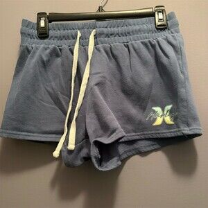 Hurley Lounge Shorts Womens Size M Blue Elastic Waist Drawstring Logo